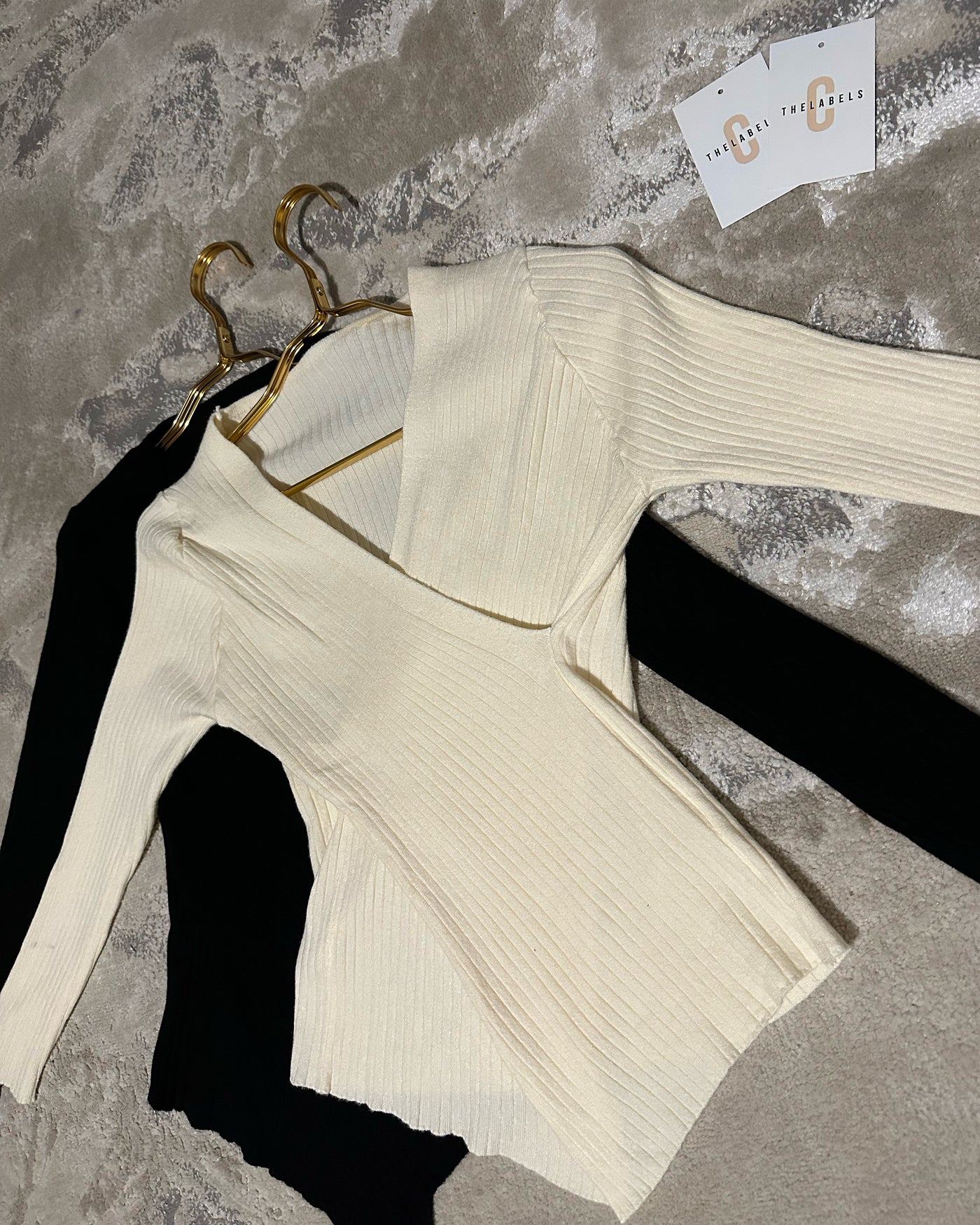 CLEO Crossover Knit Top Cream