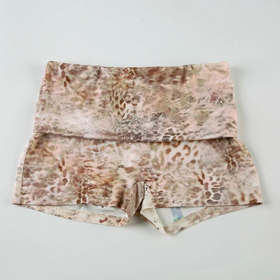 LENA Exotic Print Fold Over Shorts Dusty Pink Two Piece