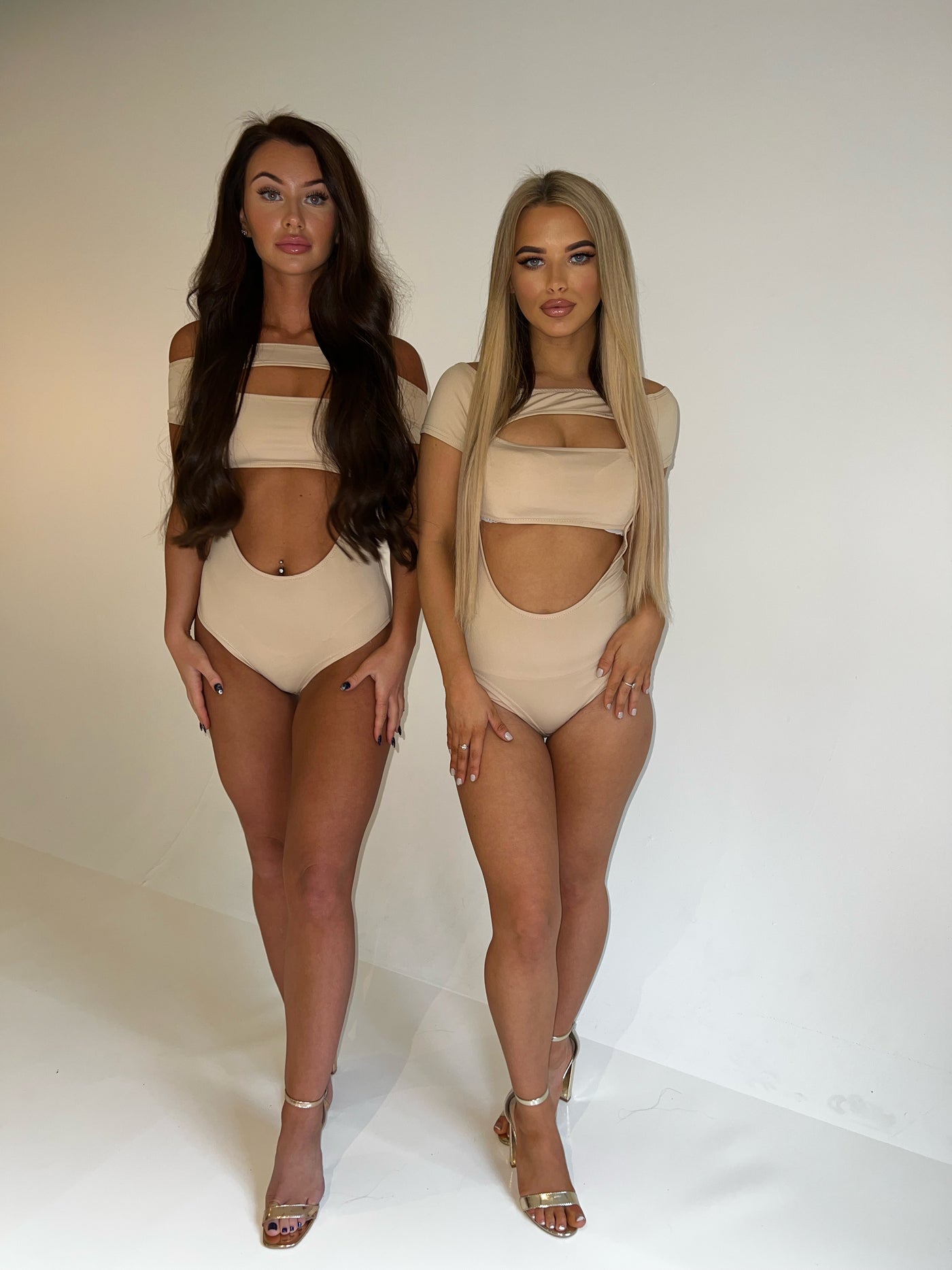 KYLIE Cut Out Bodysuit Nude